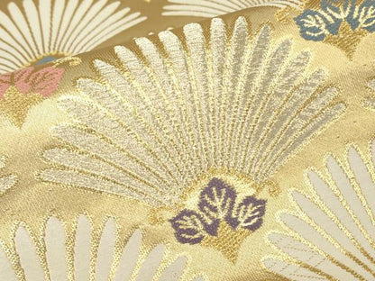 平和屋着物▼六通柄袋帯　唐織　花青海波　舞　金銀糸　正絹　逸品　DABH6330az