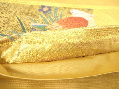 平和屋着物▼六通柄袋帯　唐織　春陽夫婦鴛鴦文　金糸　引箔　正絹　逸品　DABH6331az