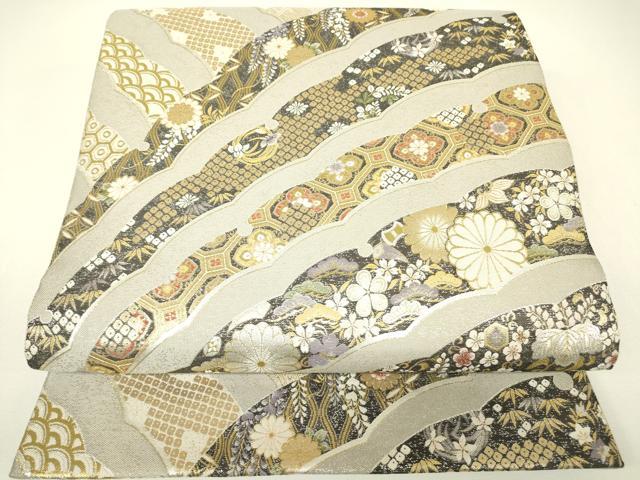 平和屋着物▼伝統工芸士　平田藤三郎　六通柄袋帯　雪輪清華紋　金糸　正絹　逸品　DABH6332az