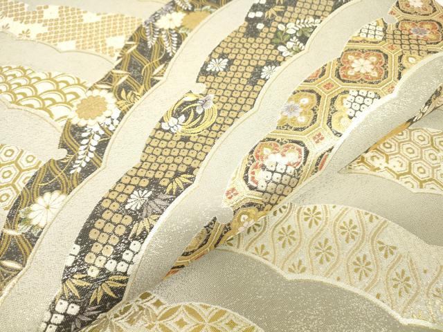 平和屋着物▼伝統工芸士　平田藤三郎　六通柄袋帯　雪輪清華紋　金糸　正絹　逸品　DABH6332az