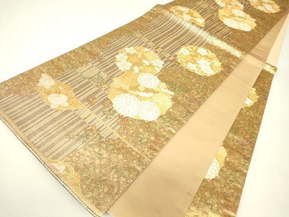 平和屋着物▼六通柄袋帯　花丸文　金糸　正絹　逸品　DABH6333az