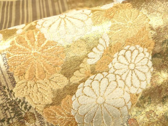 平和屋着物▼六通柄袋帯　花丸文　金糸　正絹　逸品　DABH6333az