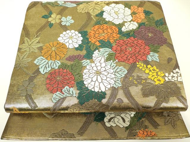 平和屋本店▼六通柄袋帯　唐織　立涌花文　純金　引箔　正絹　逸品　DABH6341az