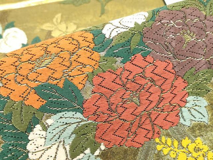 平和屋本店▼六通柄袋帯　唐織　立涌花文　純金　引箔　正絹　逸品　DABH6341az