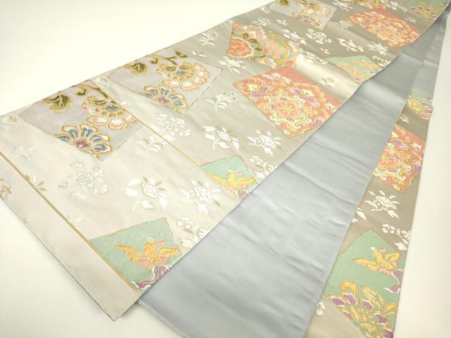 平和屋着物▼六通柄袋帯　天平色紙文　金糸　正絹　逸品　DABH6345az