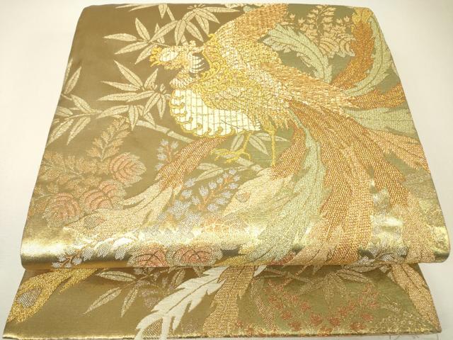 平和屋着物▼六通柄袋帯　契り　吉祥鳳凰　金銀糸　正絹　逸品　DABH6348az