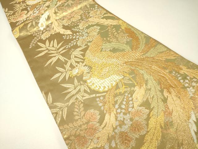 平和屋着物▼六通柄袋帯　契り　吉祥鳳凰　金銀糸　正絹　逸品　DABH6348az