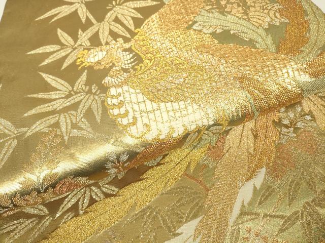 平和屋着物▼六通柄袋帯　契り　吉祥鳳凰　金銀糸　正絹　逸品　DABH6348az