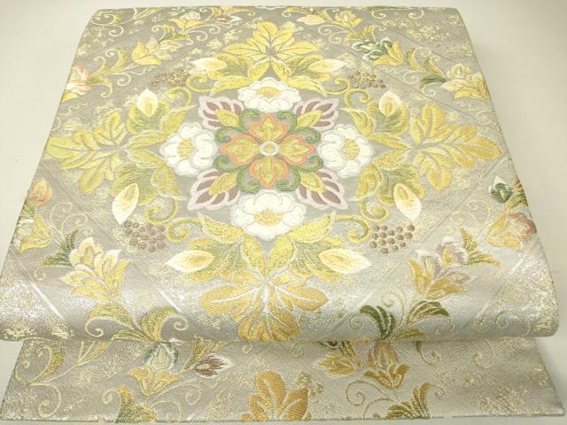 平和屋着物▼六通柄袋帯　正倉院花文　金銀糸　正絹　逸品　DABH6361az