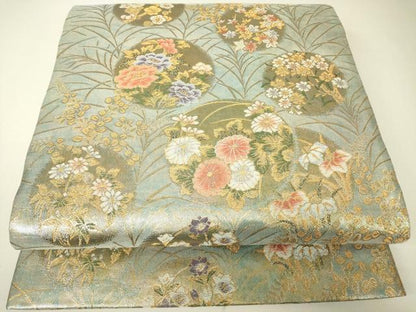 平和屋着物▼六通柄袋帯　花丸文　金糸　正絹　逸品　DABH6371az