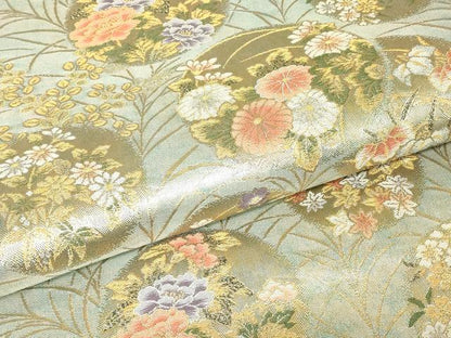 平和屋着物▼六通柄袋帯　花丸文　金糸　正絹　逸品　DABH6371az