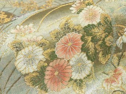 平和屋着物▼六通柄袋帯　花丸文　金糸　正絹　逸品　DABH6371az
