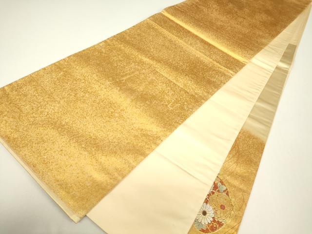 平和屋着物▼太鼓柄袋帯　駒刺繍　貝合わせ　金銀彩　正絹　逸品　DABH6373az