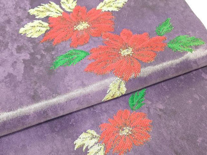 平和屋着物▼六通柄袋帯　舞花文　金糸　引箔　反端付き　正絹　逸品　DABH6374az