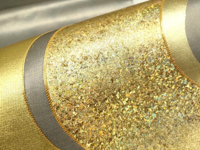 平和屋着物▼太鼓柄袋帯　駒刺繍　丸文　金彩　引箔　正絹　逸品　DABH6380az