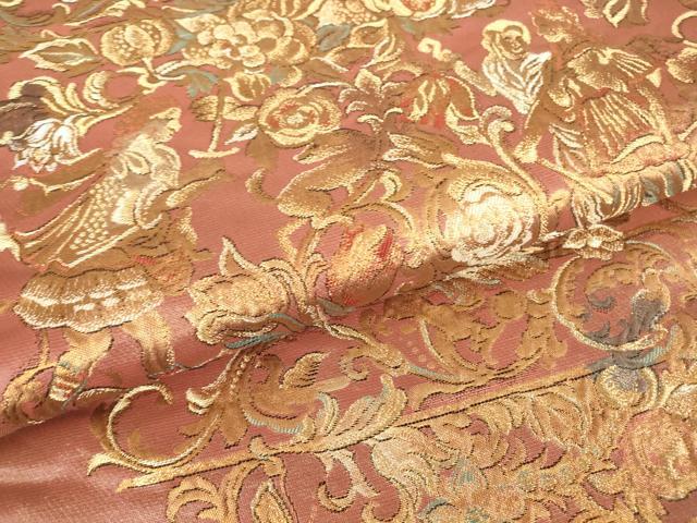平和屋着物▼六通柄袋帯　ルネッサンスエンゼル　手金唐革織　金糸　正絹　逸品　DABH6381az