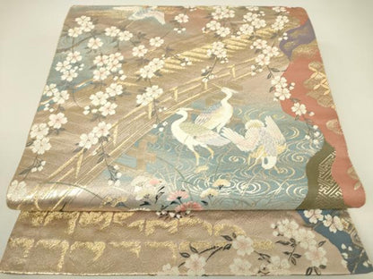 平和屋着物▼六通柄袋帯　九百錦　桜橋御所　金糸　正絹　逸品　DABH6386az