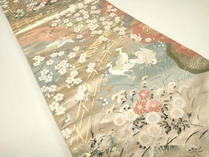 平和屋着物▼六通柄袋帯　九百錦　桜橋御所　金糸　正絹　逸品　DABH6386az