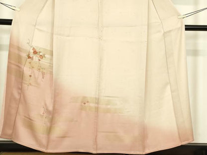 平和屋着物▽訪問着　単衣　駒刺繍　吉祥花文　金彩　正絹　逸品　DABH6396az