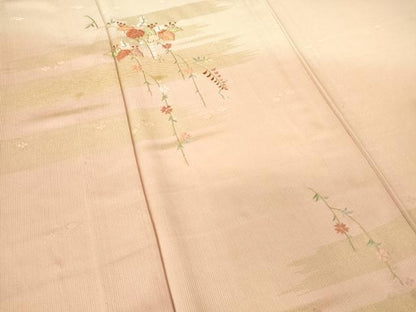 平和屋着物▽訪問着　単衣　駒刺繍　吉祥花文　金彩　正絹　逸品　DABH6396az