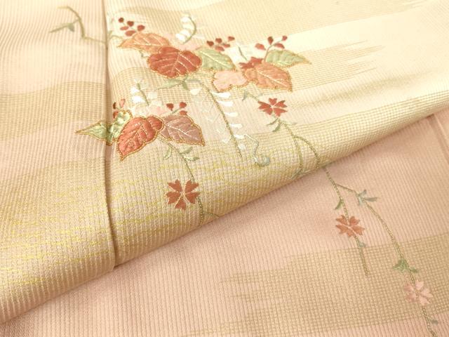 平和屋着物▽訪問着　単衣　駒刺繍　吉祥花文　金彩　正絹　逸品　DABH6396az