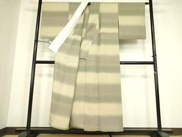 平和屋着物▽上質な紬　単衣　市松文　正絹　逸品　DABH6398az