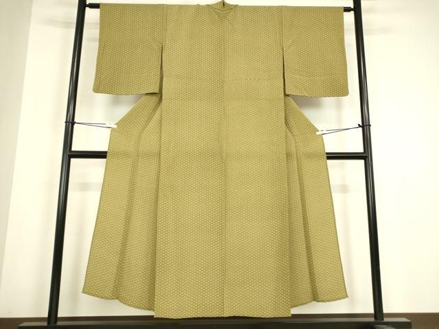 平和屋着物▽上質な小紋　単衣　小花　鬼しぼ縮緬　正絹　逸品　DABH6399az