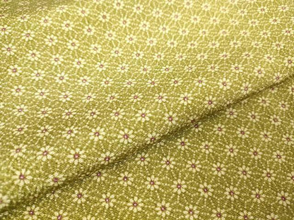 平和屋着物▽上質な小紋　単衣　小花　鬼しぼ縮緬　正絹　逸品　DABH6399az