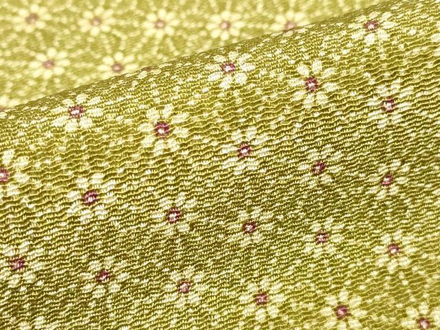 平和屋着物▽上質な小紋　単衣　小花　鬼しぼ縮緬　正絹　逸品　DABH6399az