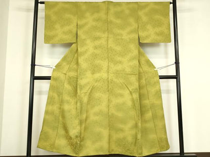 平和屋着物▽上質な小紋　単衣　扇面地紋　暈し染め　正絹　逸品　DABH6401az