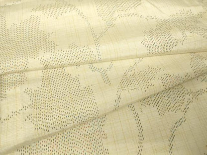 平和屋着物▽上質な紬　単衣　蔦の葉文　正絹　逸品　DABH6406az