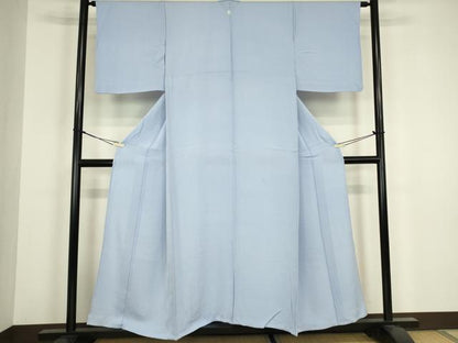 平和屋着物▽上質な色無地　単衣　石畳地紋　淡藤色　正絹　逸品　DABH6409az