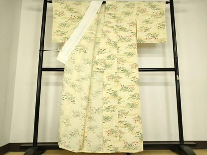 平和屋着物▽上質な小紋　単衣　遠山花文　暈し染め　正絹　逸品　DABH6412az