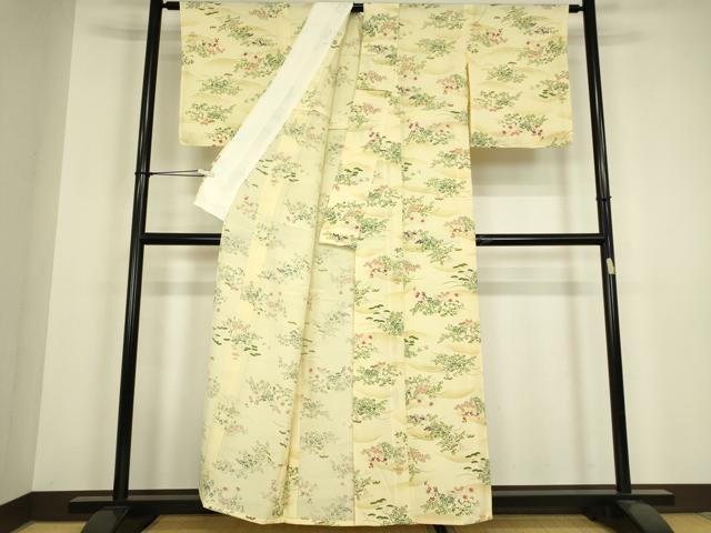 平和屋着物▽上質な小紋　単衣　遠山花文　暈し染め　正絹　逸品　DABH6412az