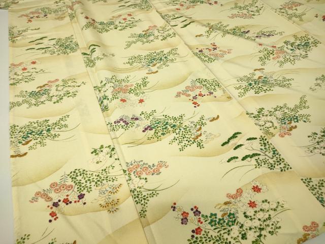 平和屋着物▽上質な小紋　単衣　遠山花文　暈し染め　正絹　逸品　DABH6412az