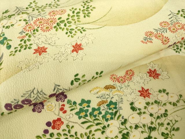 平和屋着物▽上質な小紋　単衣　遠山花文　暈し染め　正絹　逸品　DABH6412az