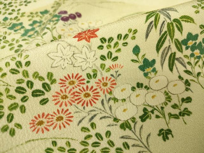 平和屋着物▽上質な小紋　単衣　遠山花文　暈し染め　正絹　逸品　DABH6412az