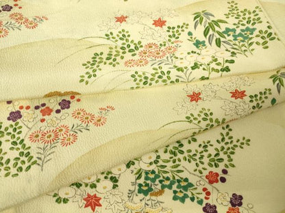 平和屋着物▽上質な小紋　単衣　遠山花文　暈し染め　正絹　逸品　DABH6412az