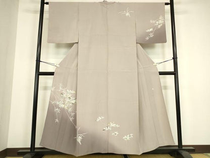 平和屋着物▽訪問着　単衣　友禅　作家物　枝葉文　暈し染め　正絹　逸品　DABH6415az