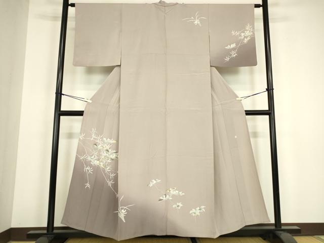 平和屋着物▽訪問着　単衣　友禅　作家物　枝葉文　暈し染め　正絹　逸品　DABH6415az