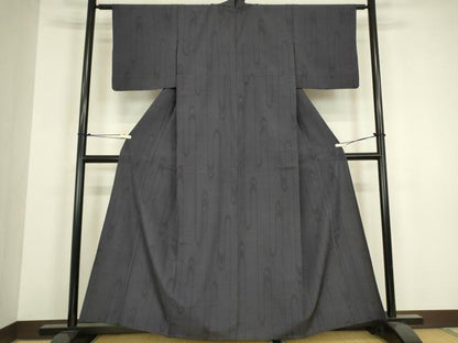 平和屋着物▽本塩沢　単衣　110亀甲　変わり間道　正絹　逸品　DABH6417az