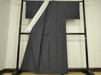 平和屋着物▽本塩沢　単衣　110亀甲　変わり間道　正絹　逸品　DABH6417az