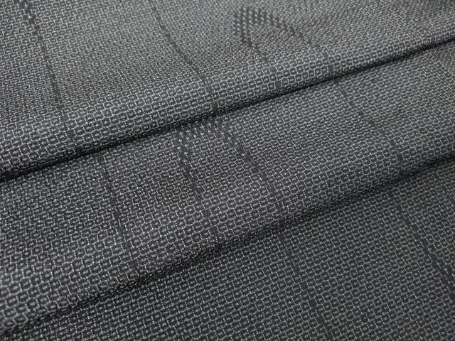 平和屋着物▽本塩沢　単衣　110亀甲　変わり間道　正絹　逸品　DABH6417az
