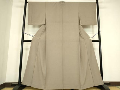 平和屋着物▽上質な色無地　単衣　茶鼠色　正絹　逸品　DABH6418az