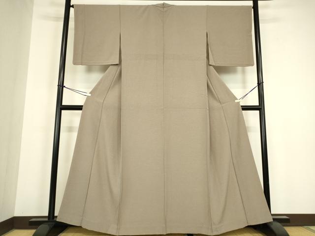平和屋着物▽上質な色無地　単衣　茶鼠色　正絹　逸品　DABH6418az