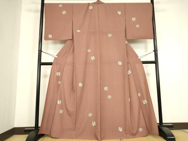 平和屋着物▽小紋　単衣　花丸文　金彩　洗える着物　DABH6424az