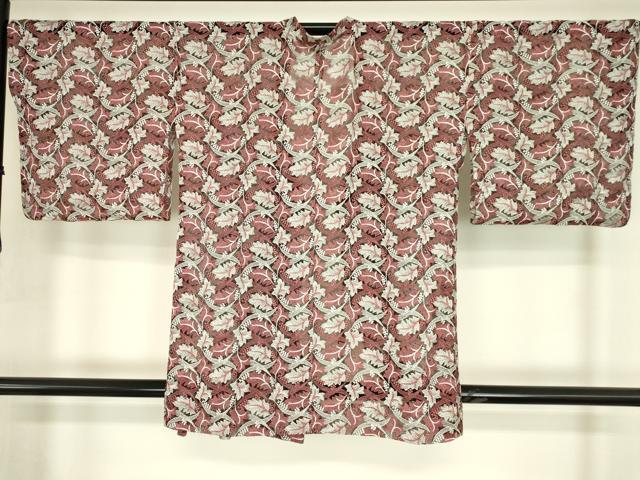 平和屋着物▽道行コート　スリーシーズン　春夏秋　塵除け　総レース　葡萄草葉文　DABH6444az