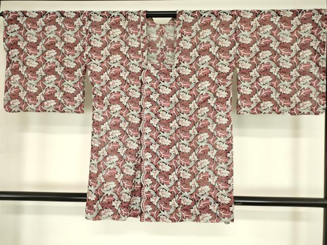 平和屋着物▽道行コート　スリーシーズン　春夏秋　塵除け　総レース　葡萄草葉文　DABH6444az