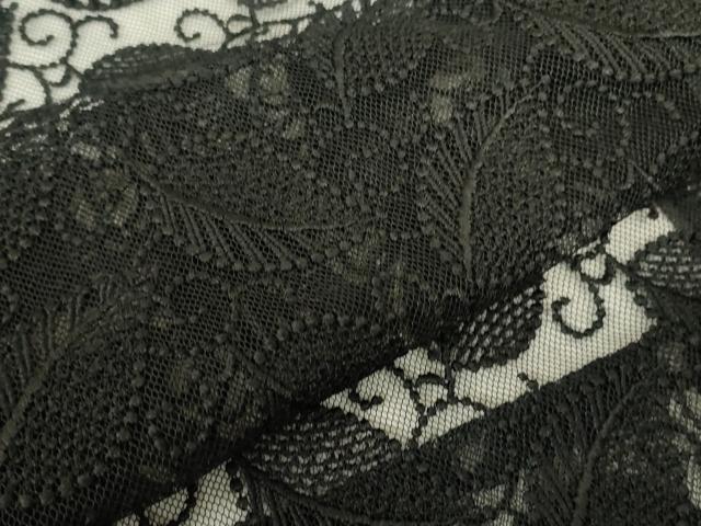 平和屋着物▽道行コート　スリーシーズン　春夏秋　塵除け　総レース　舞葉文　黒地　DABH6446az