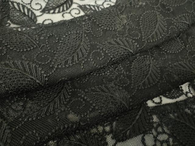平和屋着物▽道行コート　スリーシーズン　春夏秋　塵除け　総レース　舞葉文　黒地　DABH6446az